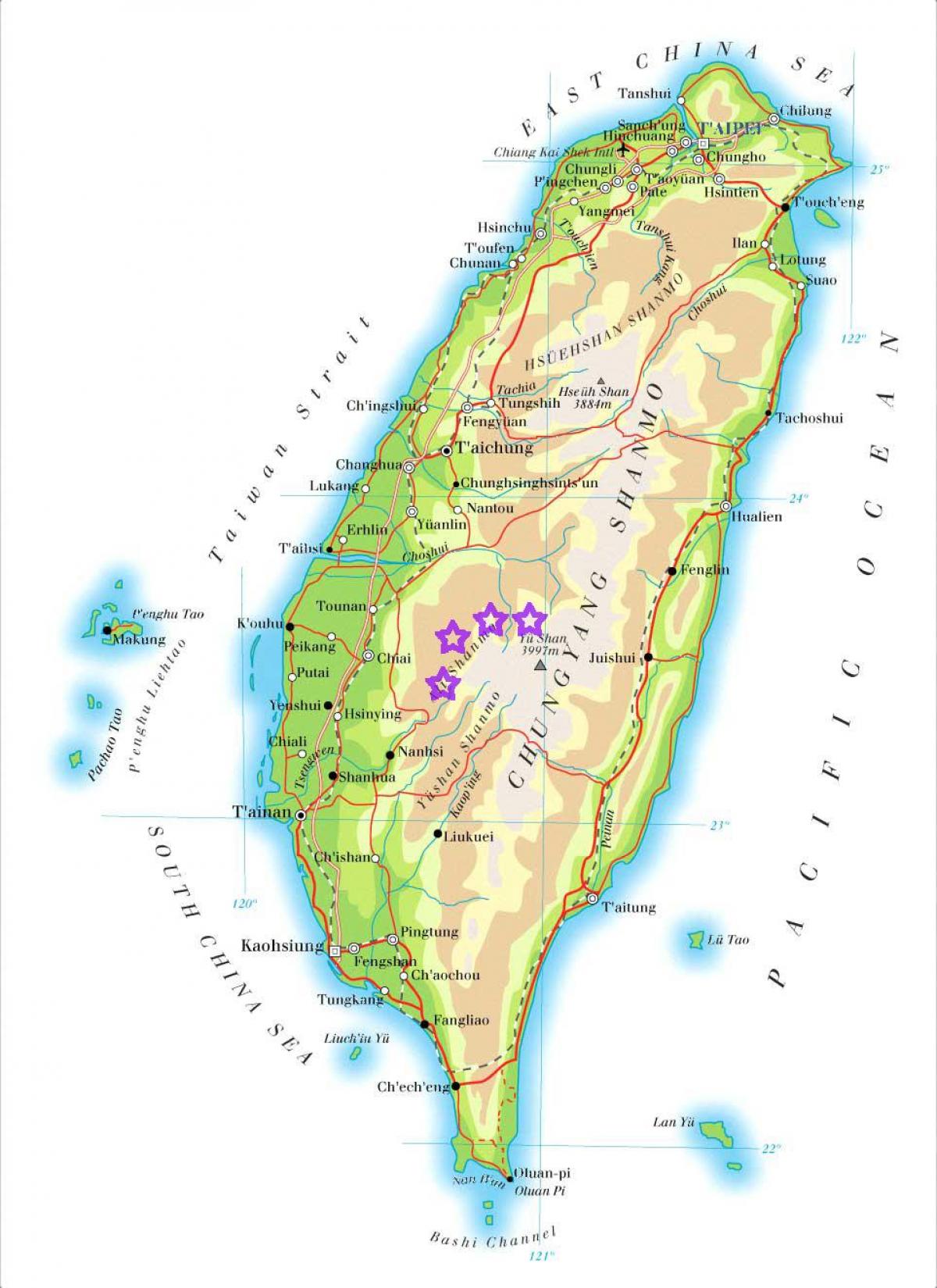 Mapa ng Taiwan bundok