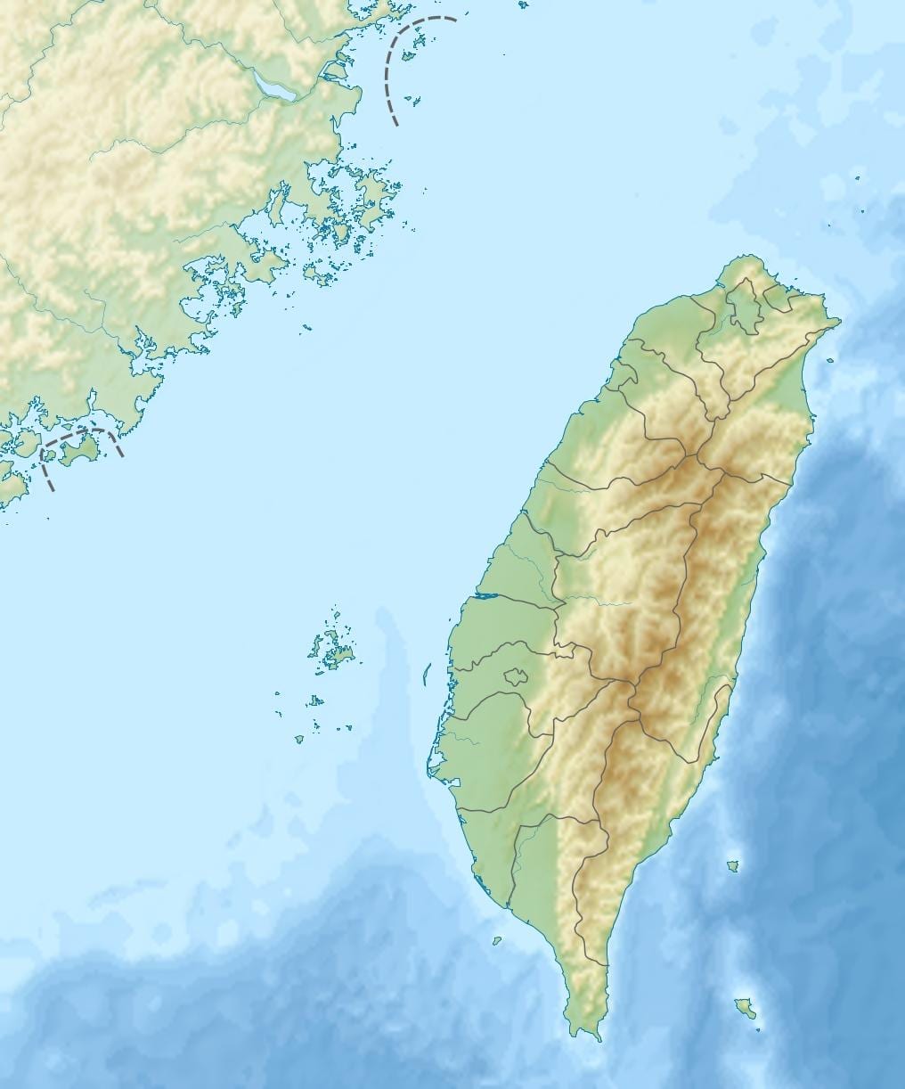 Mapa ng Taiwan elevation
