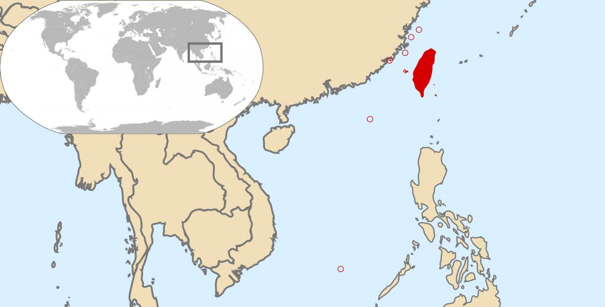 mapa ng mundo na nagpapakita ng Taiwan