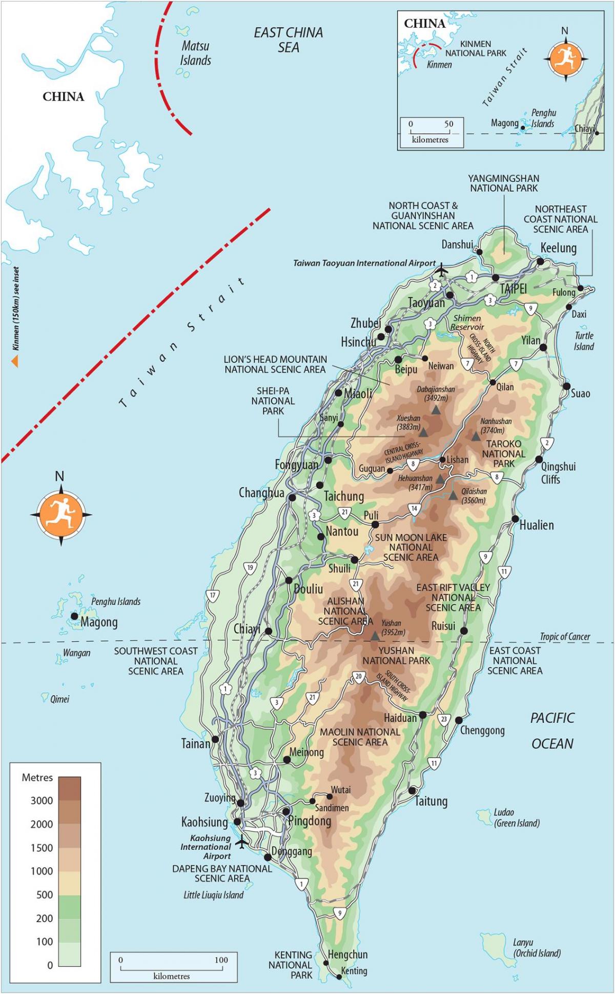 Mapa ng Taiwan na lugar ng interes