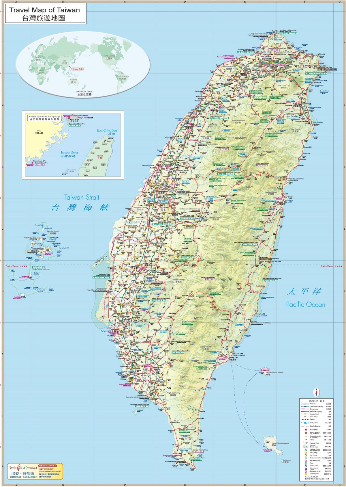 mapa ng Taiwan sa mga atraksyong panturista