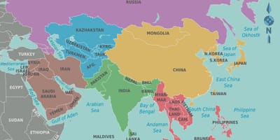 Mapa ng Taiwan at mga nakapaligid na mga bansa