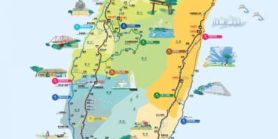 Umiikot sa paligid ng Taiwan kalsada pagbibisikleta sa mapa