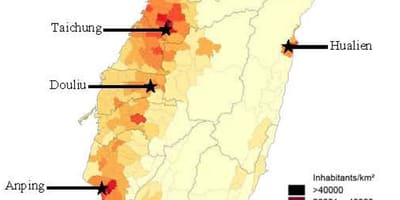 Taiwan populasyon density mapa