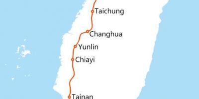 Teknikal na Taiwan mataas na bilis ng tren ruta sa mapa